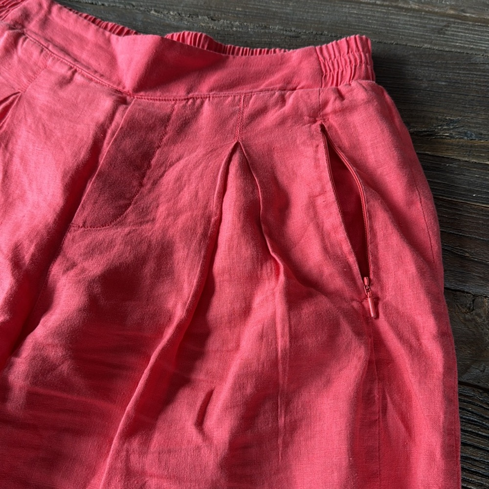Athleta Playa coral linen wide leg cropped pant Size 6 - Picture 5 of 7
